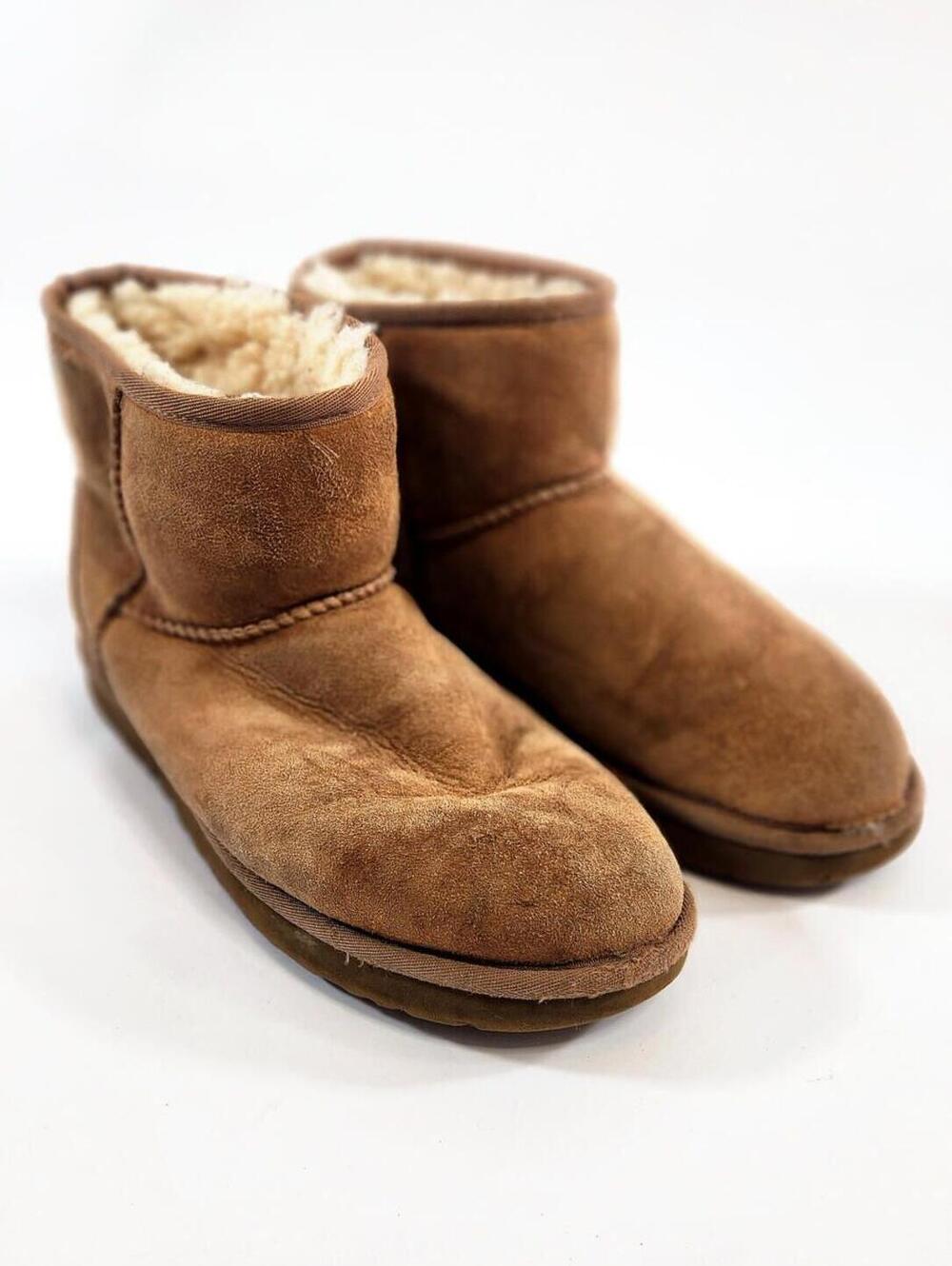 UGG Brown Suede Shearling-Lined Ankle Boots Size US 11